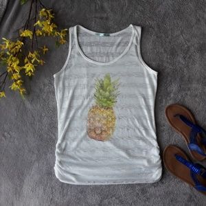 Maurices White Striped Pineapple Tank Top